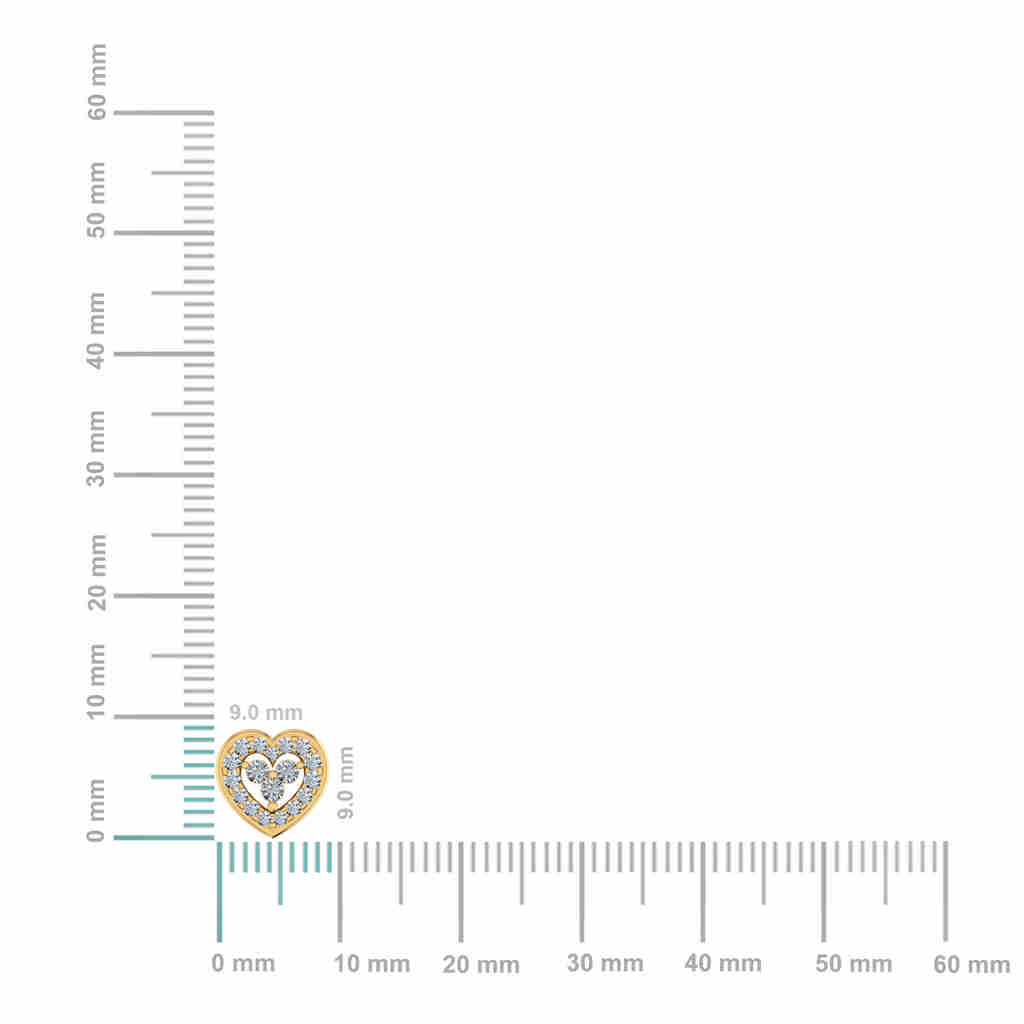 10K Yellow Gold Womens Round Diamond Heart Cluster Earrings 3/8 Cttw