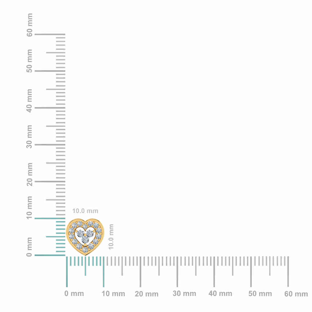 10K Yellow Gold Womens Round Diamond Heart Cluster Earrings 1/2 Cttw