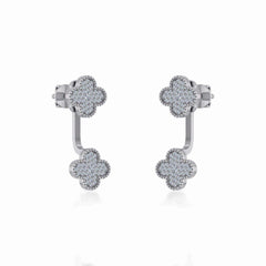 10K White Gold Womens Round Diamond Cluster Top Open Earrings 1/5 Cttw