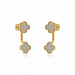 10K Yellow Gold Womens Round Diamond Cluster Top Open Earrings 1/5 Cttw