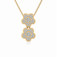10K Yellow Gold Womens Round Diamond Floral Cluster Top Open Pendant 1/5 Cttw