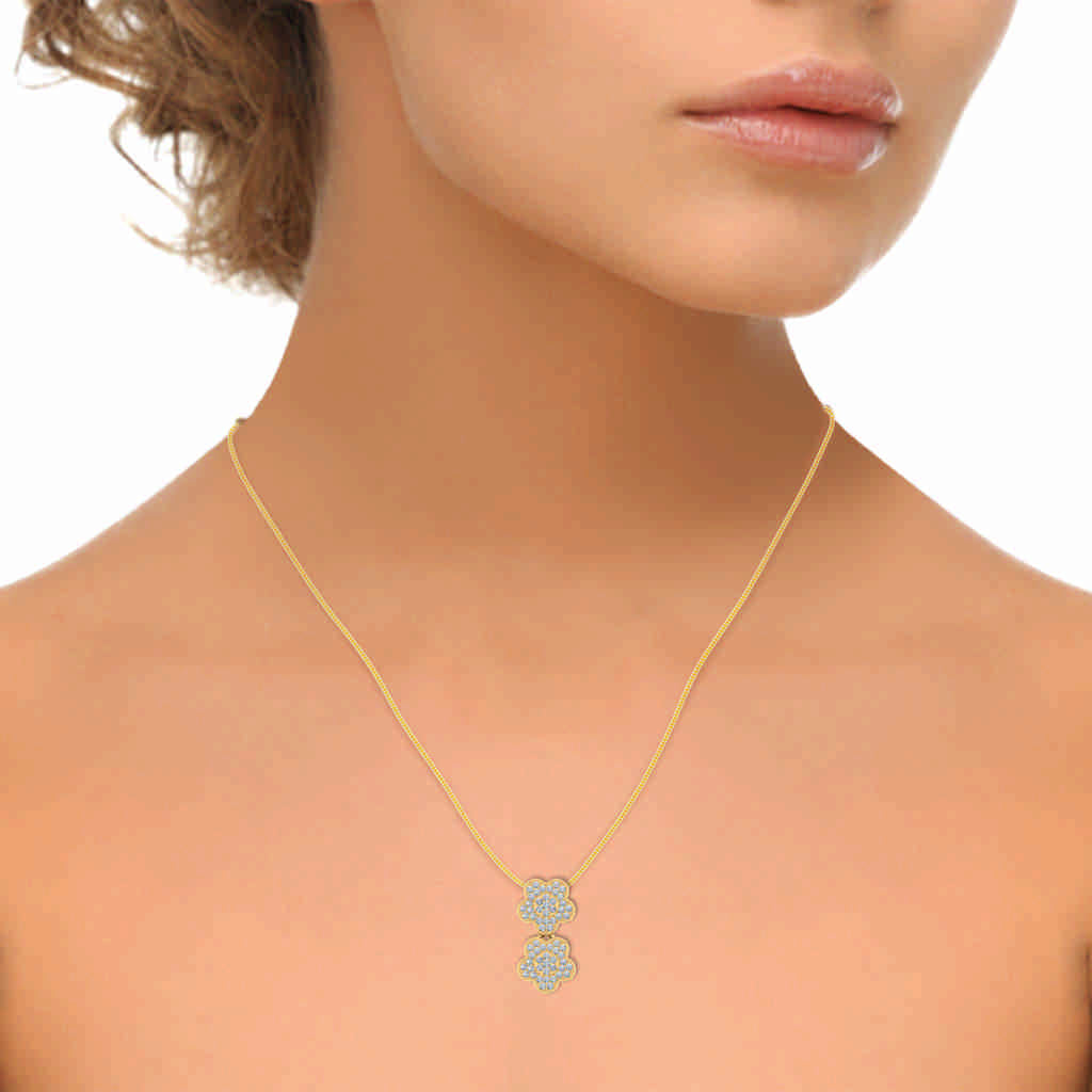 10K Yellow Gold Womens Round Diamond Floral Cluster Top Open Pendant 1/5 Cttw