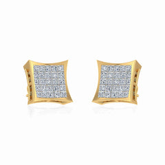 10K Yellow Gold Mens Princess Diamond Square Stud Earrings 1 Cttw