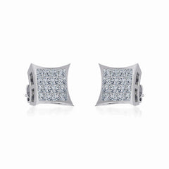 10K White Gold Mens Princess Diamond Square Stud Earrings 1/2 Cttw