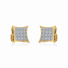 10K Yellow Gold Mens Princess Diamond Square Stud Earrings 1/2 Cttw