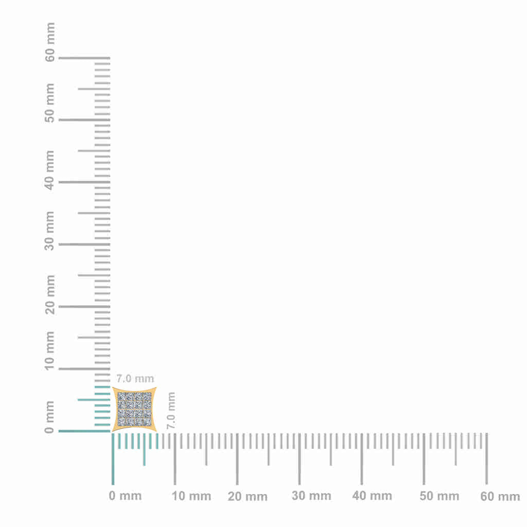 10K Yellow Gold Mens Princess Diamond Square Stud Earrings 1/2 Cttw