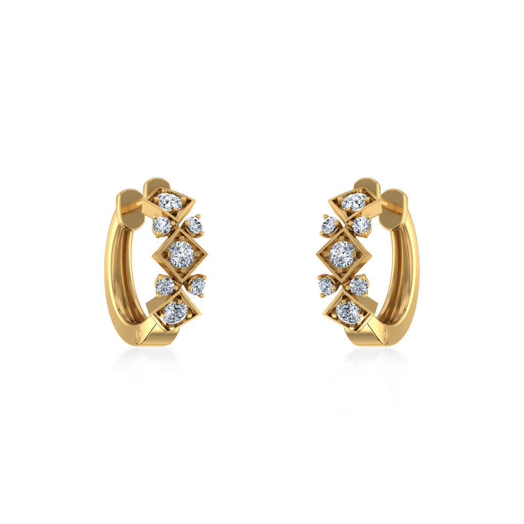 10K Yellow Gold Womens Round Diamond Small Huggies Earrings 5/8 Cttw