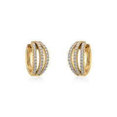 10K Yellow Gold Womens Round Diamond Small Huggies Earrings 3/4 Cttw
