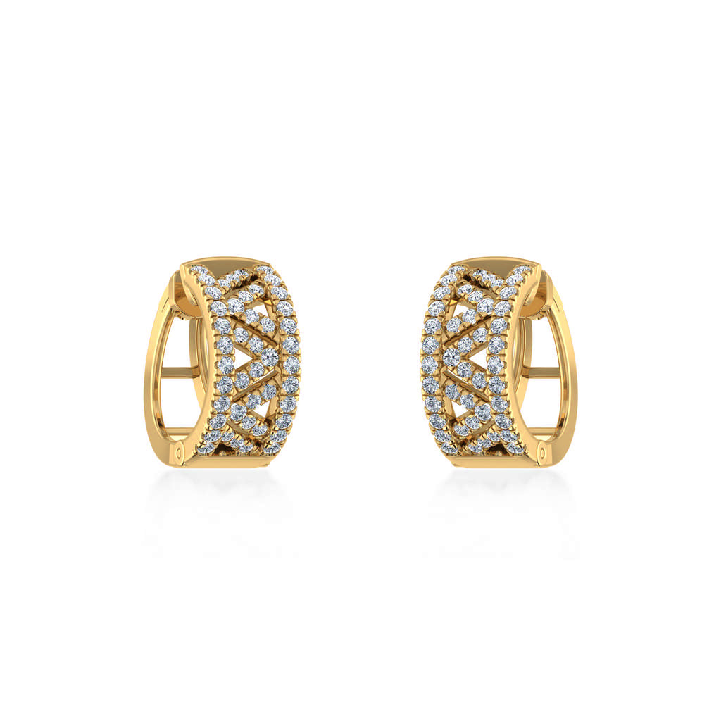 10K Yellow Gold Womens Round Diamond Small Huggies Earrings 7/8 Cttw