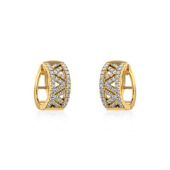 10K Yellow Gold Womens Round Diamond Small Huggies Earrings 7/8 Cttw