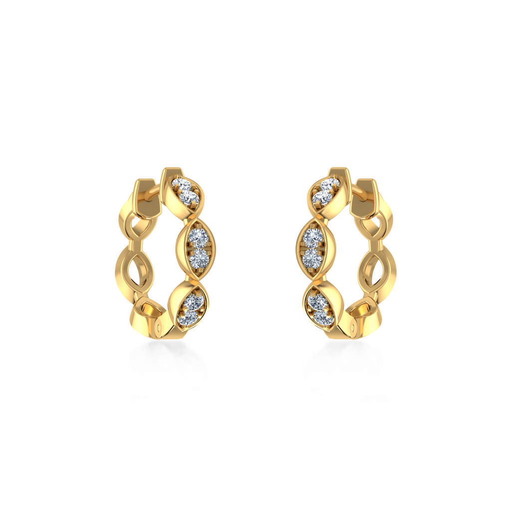 10K Yellow Gold Womens Round Diamond Small Huggies Earrings 1/3 Cttw