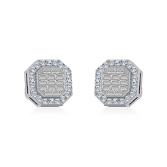 10K White Gold Diamond Designer Stud Earring 1/2 Cttw