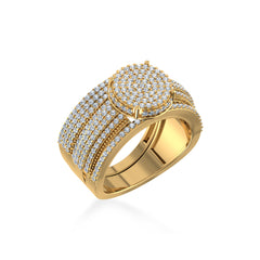 10K Yellow Gold Round Diamond Womens Designer Bridal Ring 7/8 Cttw