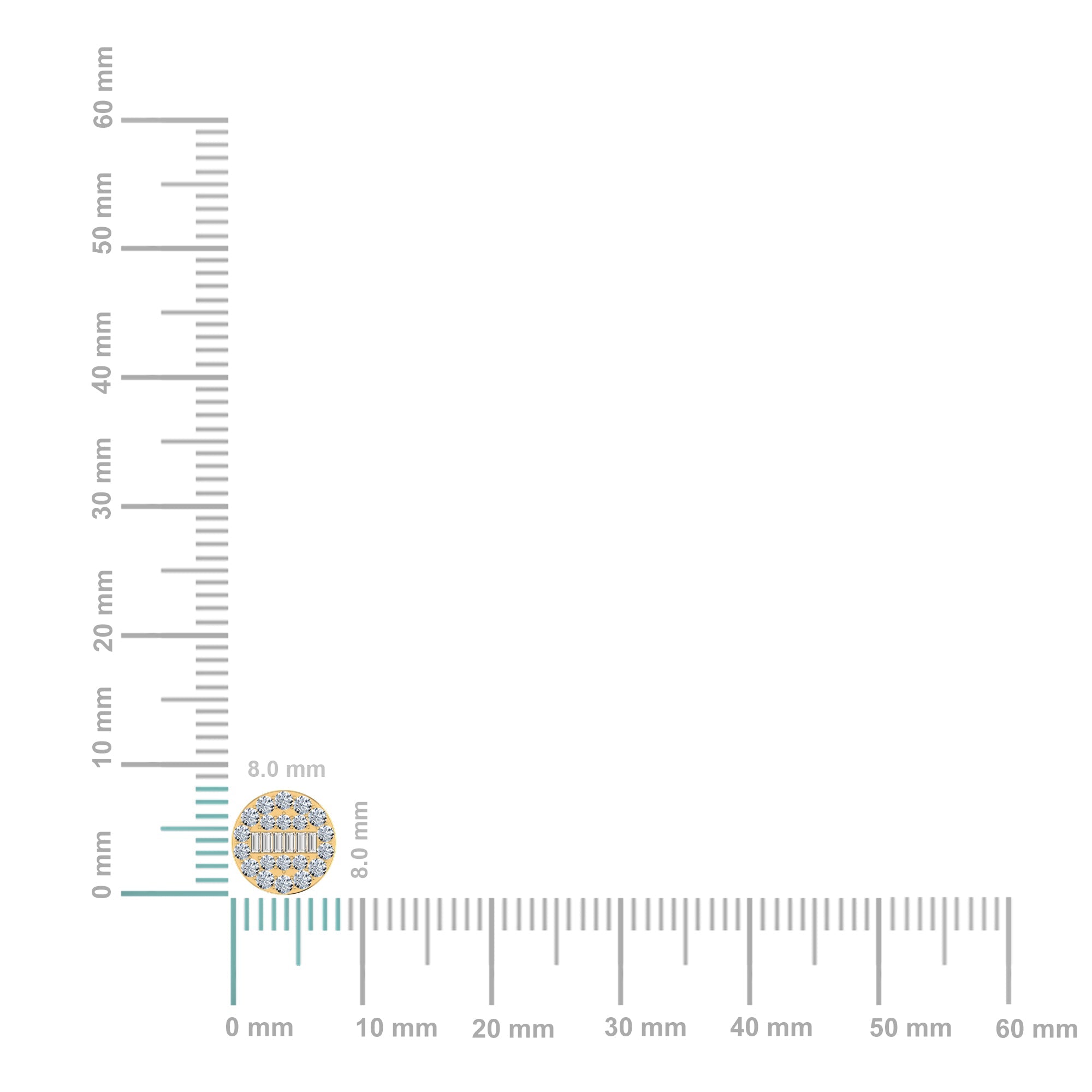 14K Yellow Gold Round Baguette Diamond Stud Earrings 3/8 CTTW