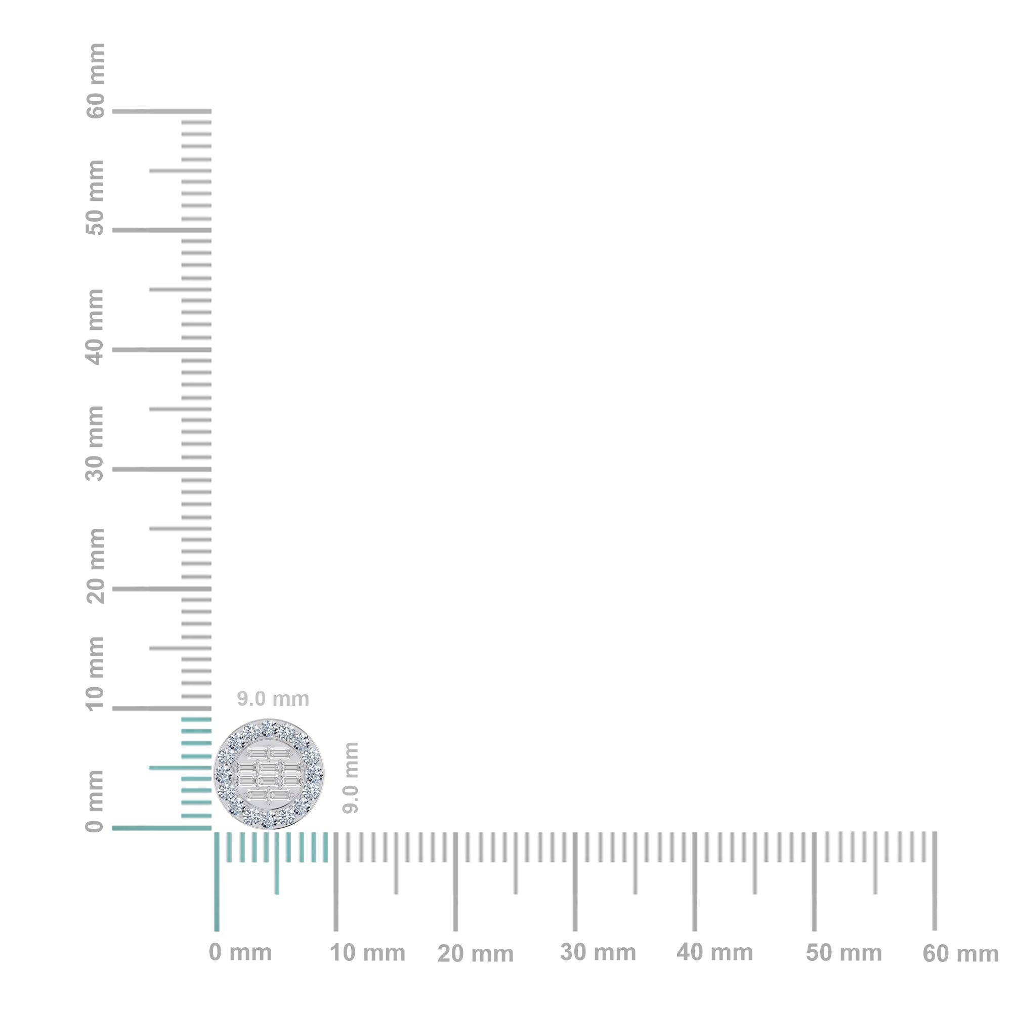 14K White Gold Round Baguette Diamond Halo Stud Earrings 1/2 Cttw