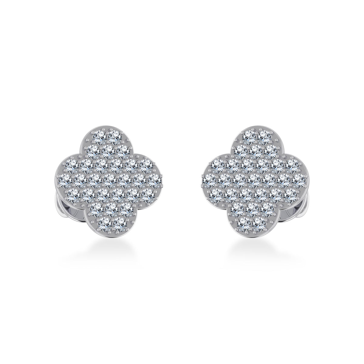 14K White Gold Diamond  Designer Stud Earring 1/4 Cttw