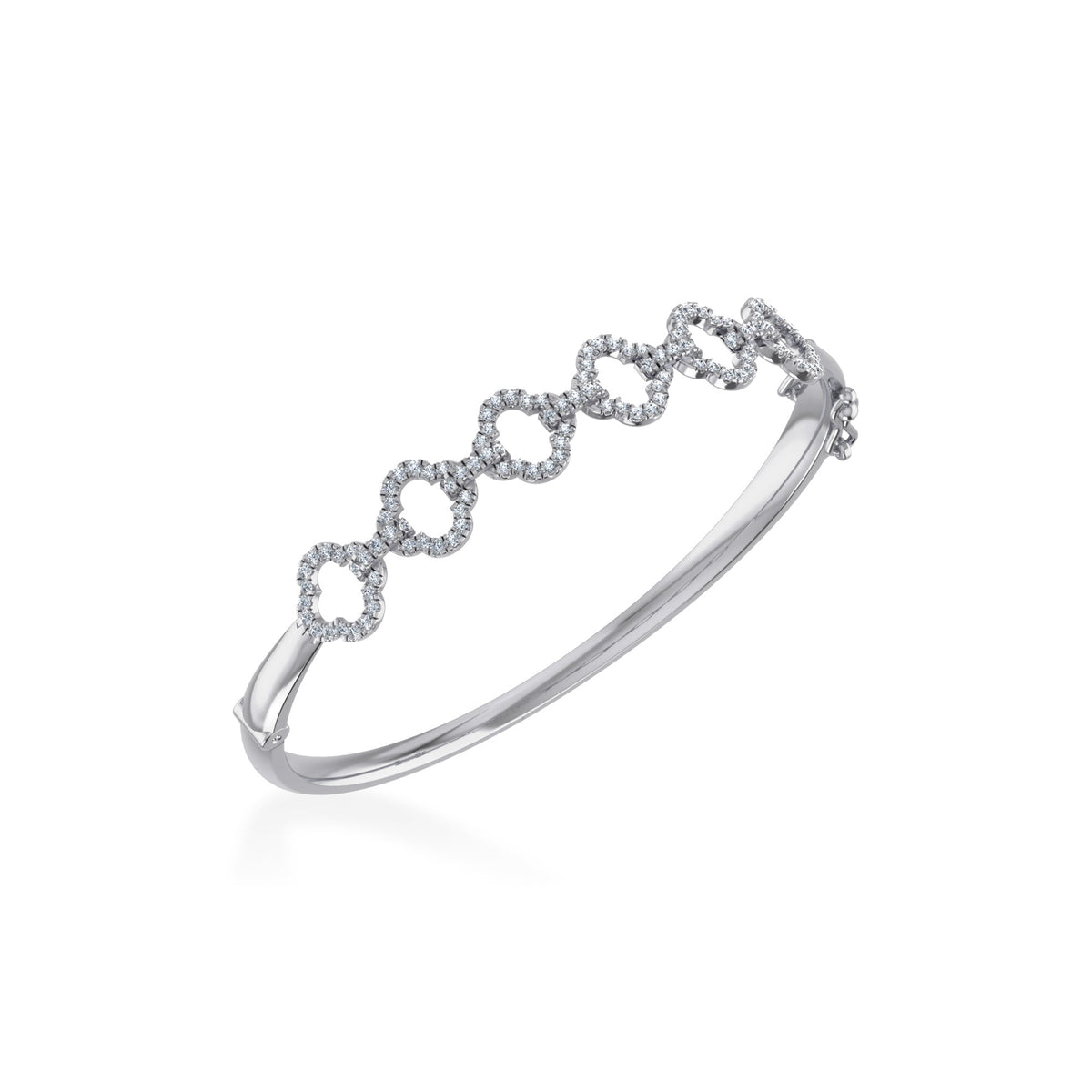 10K White Gold Round Diamond Designer Bangle Bracelet 1 Cttw