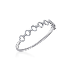 10K White Gold Round Diamond Designer Bangle Bracelet 1 Cttw