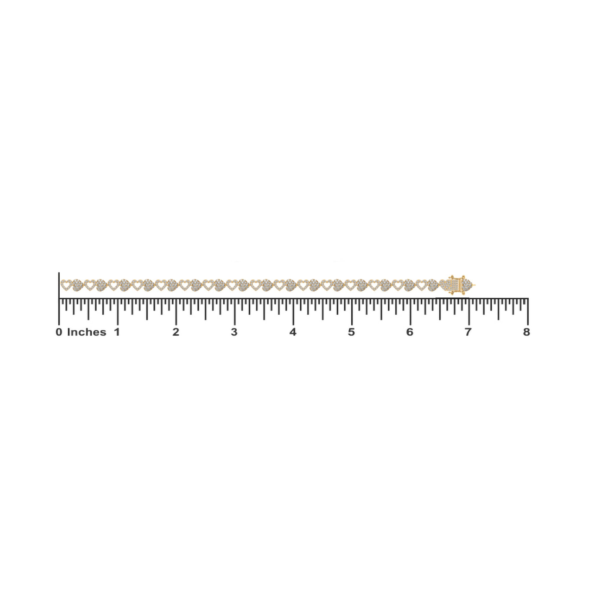 10K Yellow Gold Round Diamond Heart Designer 7 Inch Bracelet 2-1/6 Cttw