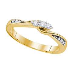 10kt Yellow Gold Womens Round Diamond 3-stone Promise Ring 1/6 Cttw