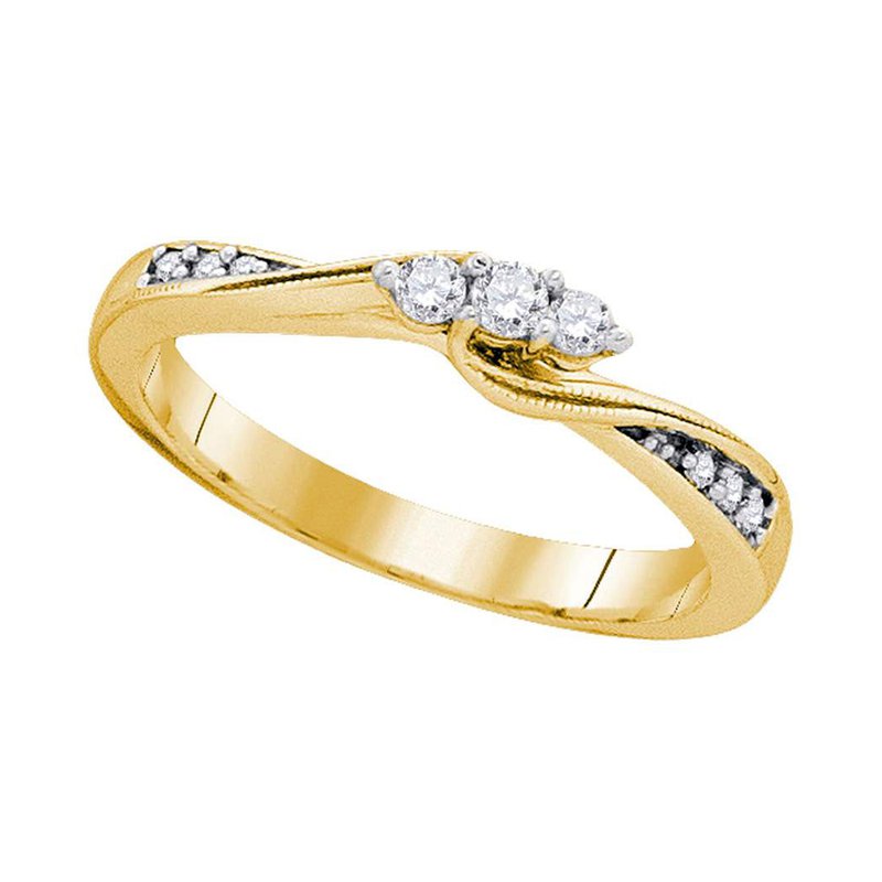 10kt Gold Womens Round Diamond 3-stone Promise Ring 1/ Cttw