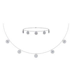 14K White Gold Baguette Round Necklace Bracelet Set 1 Cttw