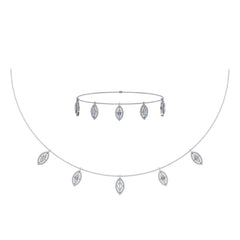 14K White Gold Marquise Shape Necklace Bracelet Set 1 Cttw