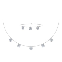 14K White Gold Square Necklace Bracelet Set 1-1/3 Cttw