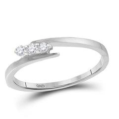 10kt White Gold Womens Round Diamond 3-stone Promise Bridal Engagement Ring 1/10 Cttw