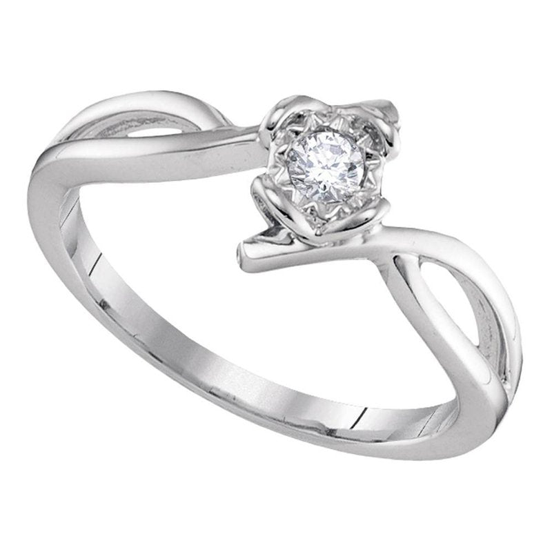 10kt Gold Womens Round Diamond Solitaire Promise Ring 1/ Cttw