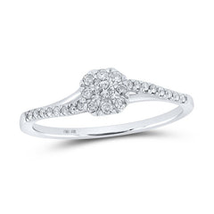 10kt White Gold Womens Round Diamond Square Halo Promise Ring 1/5 Cttw