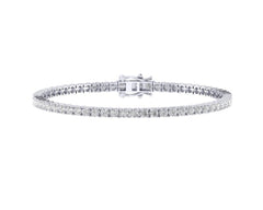 10K White Gold 3mm Round Cvd Diamond 8 Inch Tennis Bracelet 6-1/3 Cttw