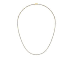 10K Yellow Gold 3mm Round Cvd Diamond 22 Inch Tennis Necklace 18-1/2 Cttw