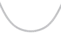 10K White Gold 3mm Round Cvd Diamond 18 Inch Tennis Necklace 15-5/8 Cttw
