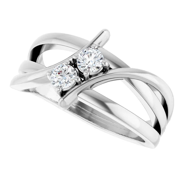 1/4 CTW Natural and Lap-Grown Diamond Two-Stone Ring