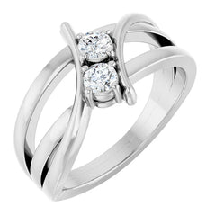 1/4 CTW Natural and Lap-Grown Diamond Two-Stone Ring
