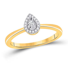 10kt Yellow Gold Womens Round Diamond Teardrop Promise Ring 1/12 Cttw