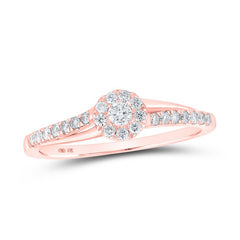 10kt Rose Gold Womens Round Diamond Halo Promise Ring 1/4 Cttw