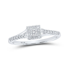 10kt White Gold Womens Round Diamond Halo Promise Ring 1/4 Cttw
