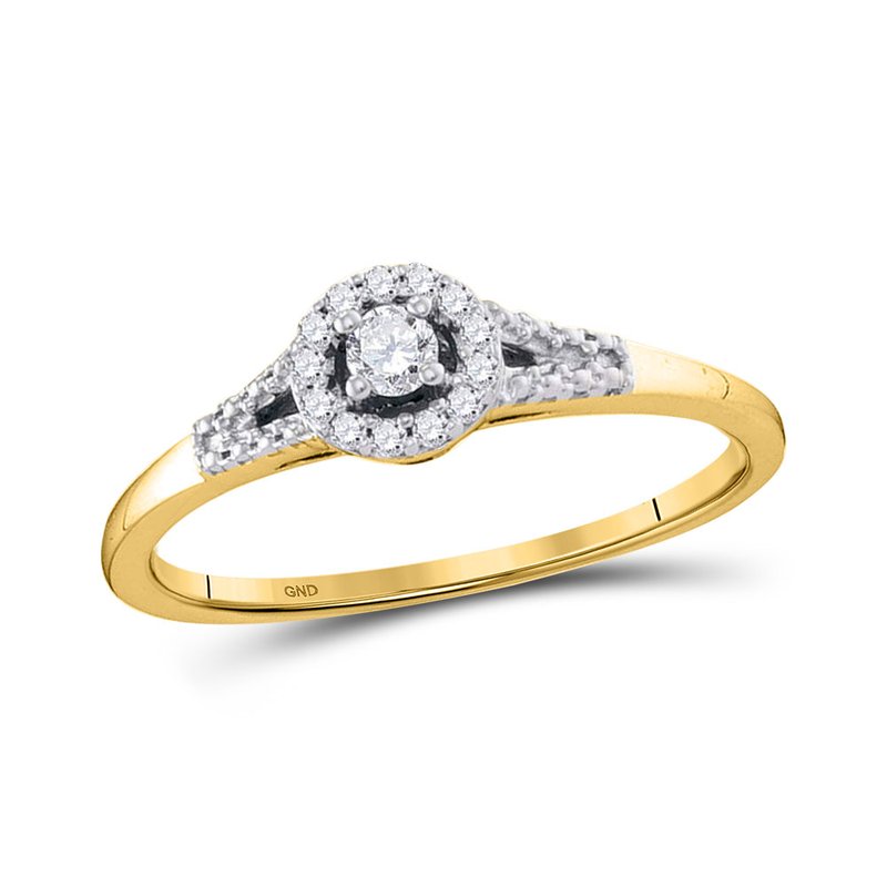 10kt Yellow Gold Womens Round Diamond Solitaire Promise Ring 1/8 Cttw
