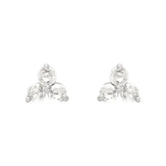 0.05 CTW Rose-Cut Natural Diamond and Lab-Grown Diamond Three-Stone Earrings