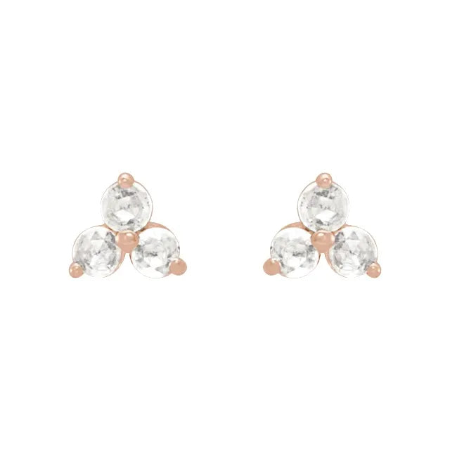 0.05 CTW Rose-Cut Natural Diamond and Lab-Grown Diamond Three-Stone Earrings