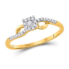 10kt Yellow Gold Womens Round Diamond Cluster Promise Ring 1/10 Cttw