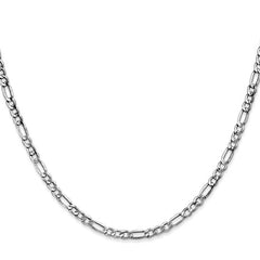 14k Gold, White Gold 3.5mm Semi-Solid Figaro with Lobster Clasp Chain