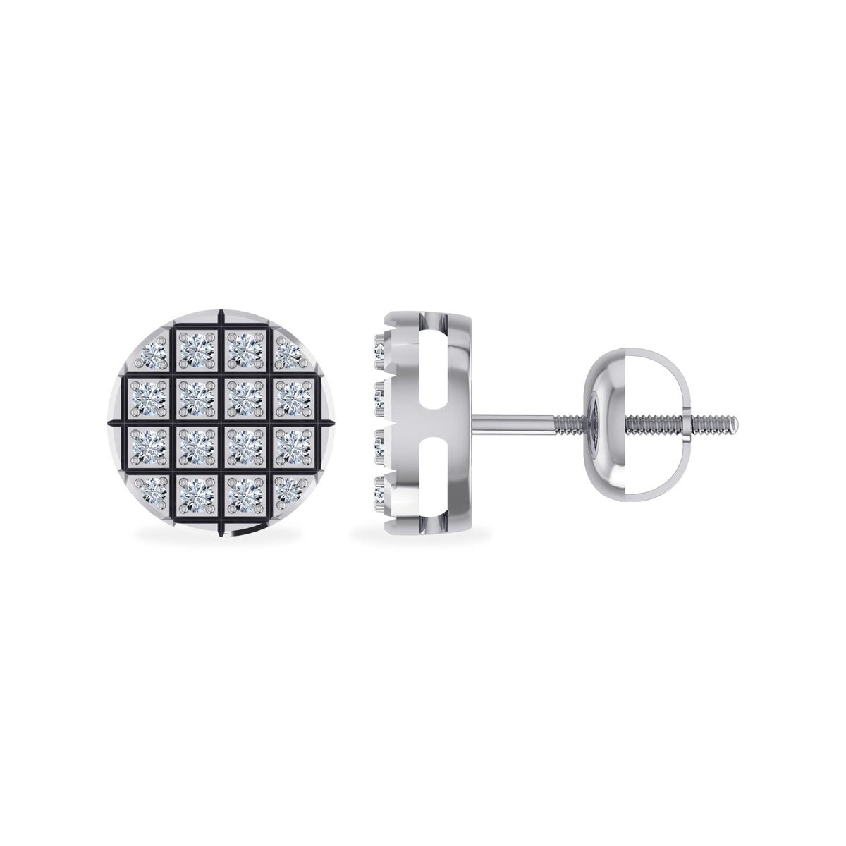 10K White Gold Round Diamond Stud Earrings 1/10 Cttw