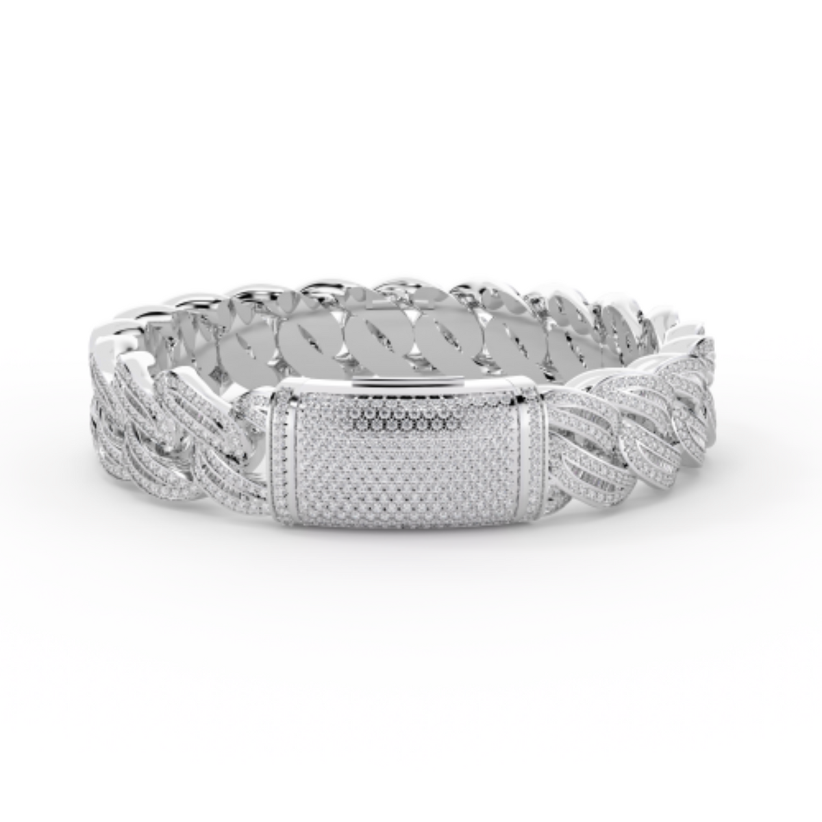 10K White Gold Tw Cuban Baguette Bracelet 8.5Inches  9-1/2 Cttw