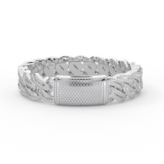10K White Gold Tw Cuban Baguette Bracelet 8.5Inches  9-1/2 Cttw