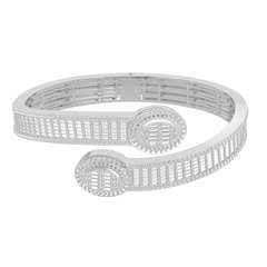 10K White Gold Tw Baguette Bangle Bracelet  5-1/2 Cttw