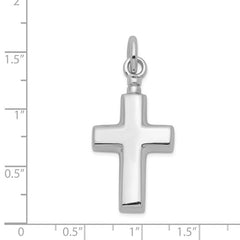 Sterling Silver Rhodium-plated Polished Cross Ash Holder Pendant