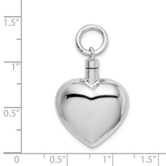Sterling Silver Rhodium-plated Polished Heart Ash Holder Pendant